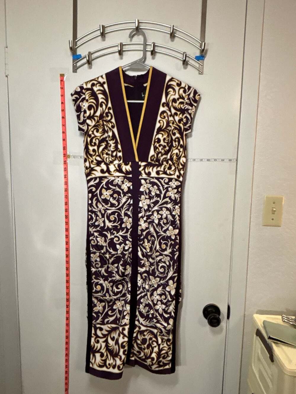 M2: Nicole Miller Collection Purple Scroll Floral Sheath Dress small - Picture 2 of 7